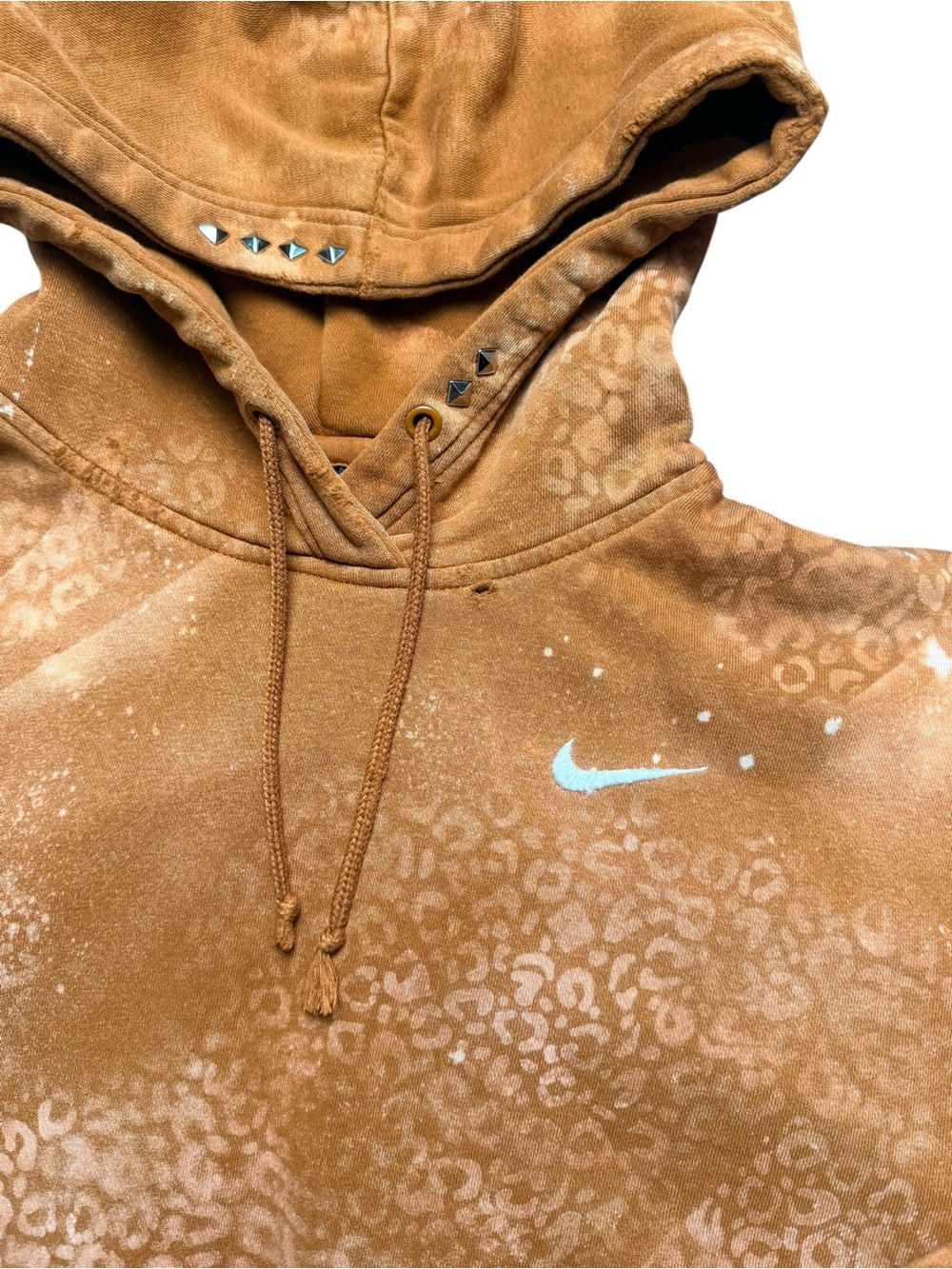 Nike Women’s Small Custom Leopard Distressed Studded Hoodie One of a Kind - Picture 5 of 10